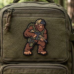 Tactical Bigfoot Morale Patch – Sasquatch Operator PVC Rubber Hook and Loop Gear Accessory