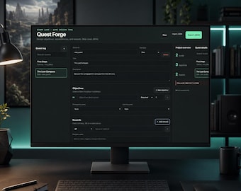 Quest Forge: Diseñador de misiones sin conexión y herramienta de exportación JSON para juegos.