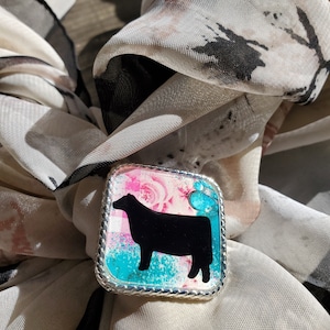 Western cow concho ,Western scarf slide, wild rag slide, bandana slide, leather concho, western acessories, pink turquoise scarf slide
