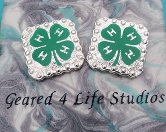 4h clover screwback concho, 4H members custom halter concho, unique gift, 4h inlay concho, 4h show gifts, 4h clover gifts for member