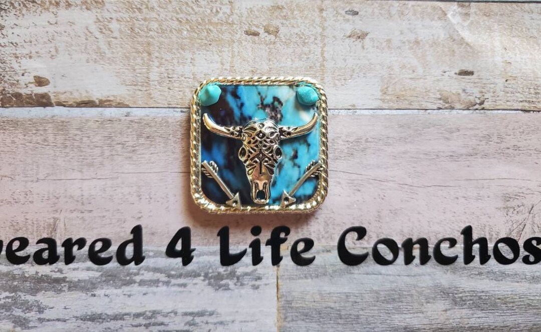 Longhorn Turquoise Bling Screwback Conchos, Custom Conchos, Unique ...