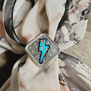 Western Scarf slide, western scarf slide, concho scarf slide, western acessories, wild rag slide, custom conchos, lighting bolt jewelry