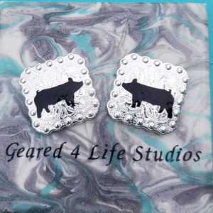 Pig lover gift, 4h conchos, ffa gift,  pig showing, custom conchos, scarf slide, halter bling, show accessories