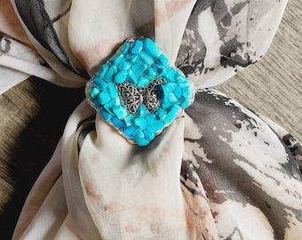 Unique scarf slide, western butterfly scarf slide, concho slide, wild rag slides, custom scarf jewelry, bandana slide, western scarf slides