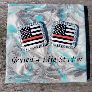 Thin Red line conchos, screwback concho, saddle conchos, bling conchos, custom conchos, square conchos, thin red line horse tack