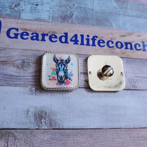 Unique floral mule conchos, custom conchos mule design tack, unique concho, diy belt accessories, leather hardware, Mule lover gifts tack
