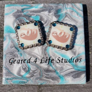 Sloth conchos, screwback concho, saddle conchos, bling conchos, custom conchos, square conchos, unique concho, sloth horse tack