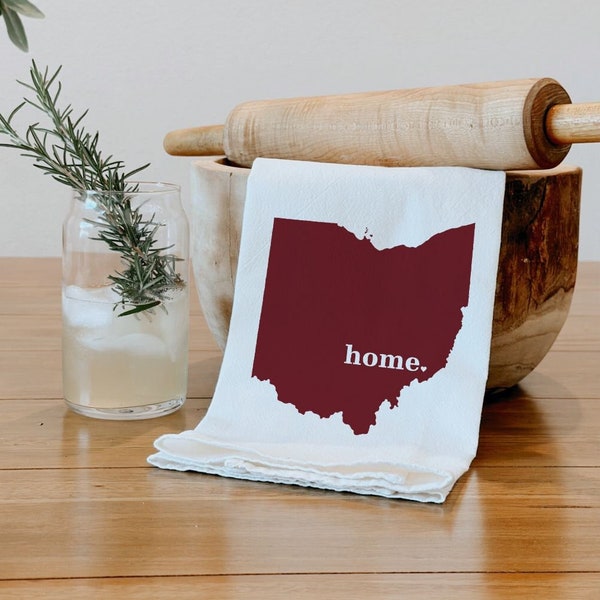 Ohio State Flour Sack Towel, Ohio State Tea Towel, Flour Sack Tea Towel, Housewarming Gift, Wedding Gift, Real Estate Gift, Birthday Gift