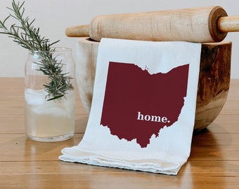 Ohio State Flour Sack Towel, Ohio State Tea Towel, Flour Sack Tea Towel, Housewarming Gift, Wedding Gift, Real Estate Gift, Birthday Gift