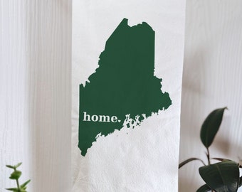 Maine State Flour Sack Towel, Maine State Tea Towel, Kitchen Decor, Flour Sack Tea Towel, House warming gift, wedding gift, birthday gift