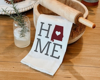 Alabama State Flour Sack Towel,  Alabama State Tea Towel, Home Tea Towel, Flour Sack Tea Towel, Mother's Day Gift, Kitchen Decor