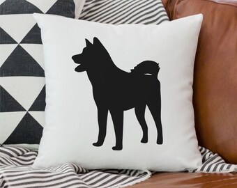 Husky Cotton Pillow Cover with optional insert / Siberian Husky Silhouette Decor