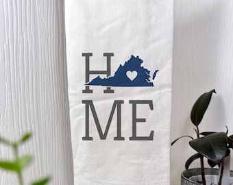 Virginia State Flour Sack Towel, Virginia State Tea Towel, Flour Sack Tea Towel, Housewarming Gift, Wedding Gift, Real Estate Gift, Map Art