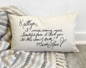 Handwriting Pillow, Custom personalized Lumbar Pillow Cover with insert, Keepsake pillow, Handwritten Memory