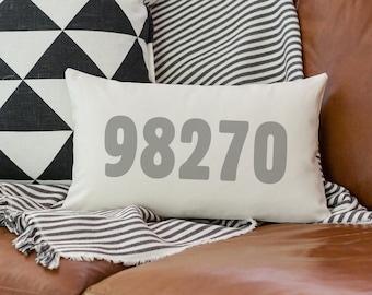 Zip Code Pillow / Oblong Postal Code Pillow / Address Home Decor /