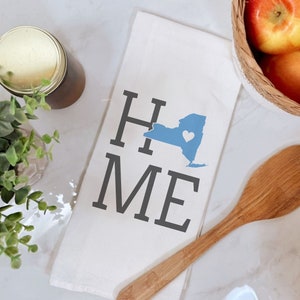 New York State Flour Sack Towel, New York State Tea Towel, Flour Sack Tea Towel, Housewarming Gift, Wedding Gift, Birthday Gift, State Art