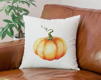 Watercolor Pumpkin Pillow / Autumn Fall Decor