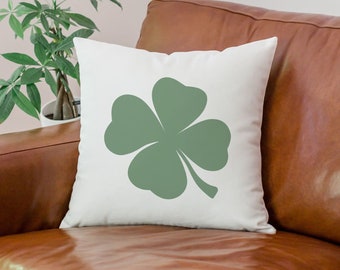 Saint Patrick's Day Four Leaf Clover Pillow, Luck of the Irish Pillow Cover, Good Luck Gift, Clover Square Pillow