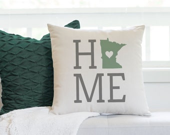 Custom Home State Cotton Pillow Cover with Optional Insert / Minnesota