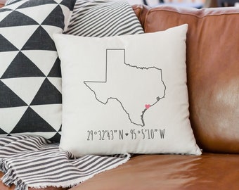 Coordinate State Pillow Cover, State Coordinates, Home Pillow, Home decor, Custom Pillow, All States available