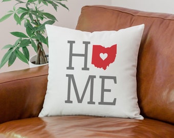 Custom Home State Cotton Pillow Cover with Optional Insert / Ohio