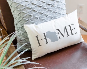 Wisconsin Home State Lumbar Pillow Cover with optional pillow insert