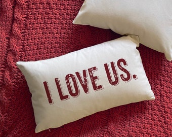 I Love Us Pillow Cover and Insert, Romantic Pillow Cover, Oblong Pillow, Valentine Gift,  Love Pillow, Long Pillow, Husband Wife Gift