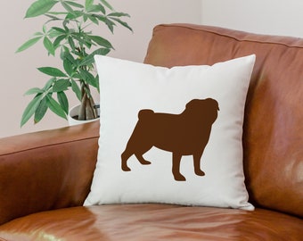 Pug Silhouette Pillow Cover
