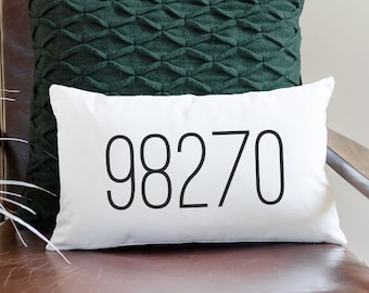 Custom Zip Code Pillow / Oblong Postal Code Pillow / Address Home Decor /