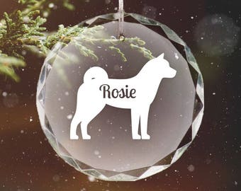 Personalized Akita Dog Ornament, Custom Dog Ornament, Dog Breed Ornament, Pet Keepsake Ornament, Engraved Glass Ornament