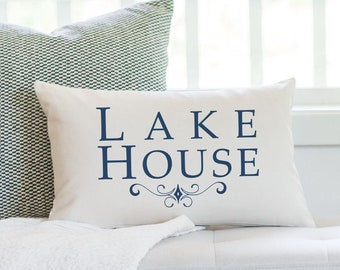 LakeHouse Pillow, Lake House Decor, Lake House Gifts, Lake Pillow,  Lumbar Pillow, Gift Pillow, Oblong Pillow, Lake Decor, Long Pillow