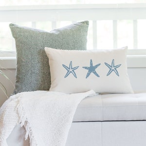 Starfish Pillow Cover plus optional insert, Sea Star Lumbar Pillow, Nautical Seaside Home decor