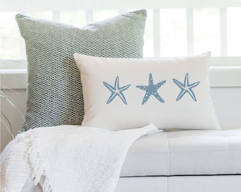 Starfish Pillow Cover plus optional insert, Sea Star Lumbar Pillow, Nautical Seaside Home decor