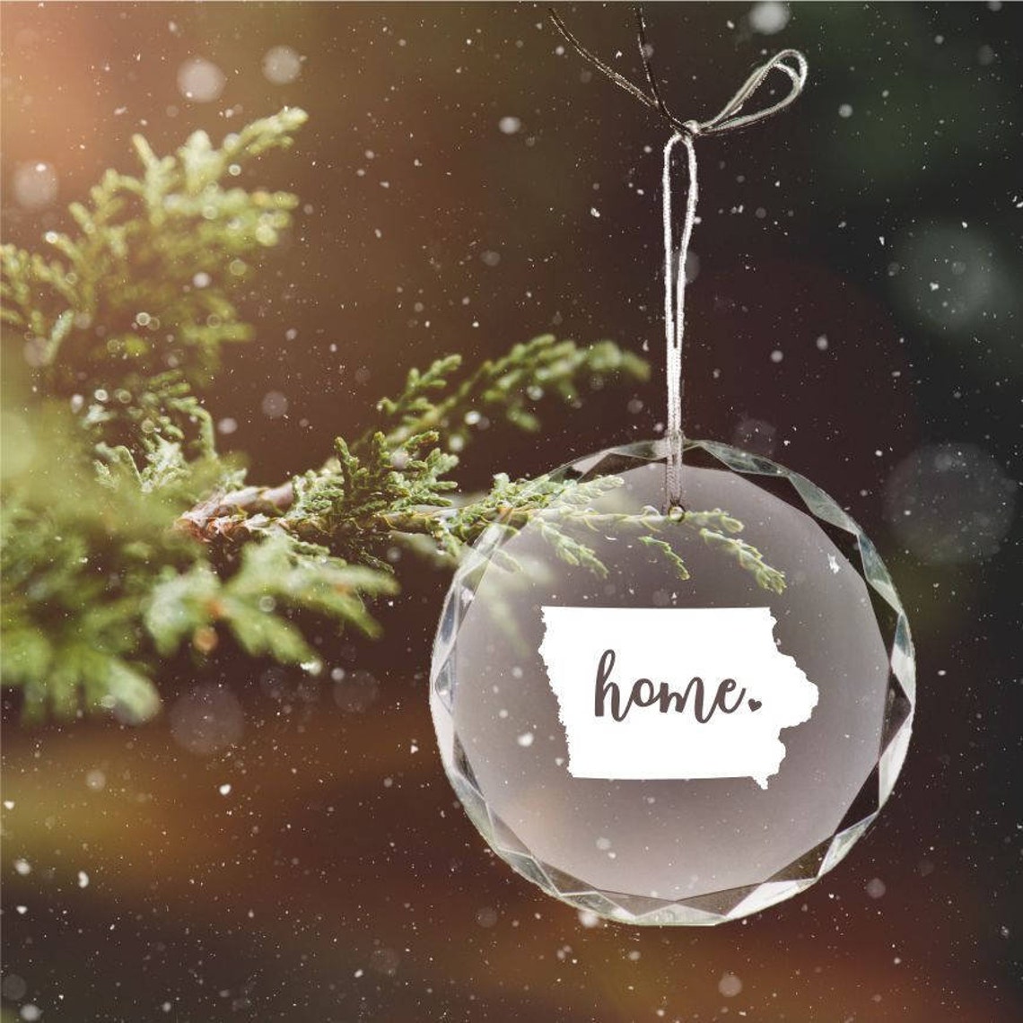 Iowa Home Engraved Glass Christmas Ornament State Ornament - Etsy
