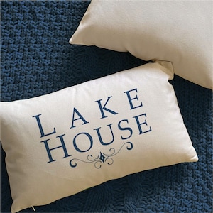 LakeHouse Pillow, Lake House Decor, Lake House Gifts, Lake Pillow,  Lumbar Pillow, Gift Pillow, Oblong Pillow, Lake Decor, Long Pillow