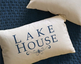 Lake House Lumbar Pillow, Cotton Decor