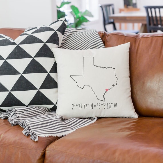 Coordinate State Pillow Cover State Coordinates Home Pillow Home Decor Custom Pillow All States Available Etsy