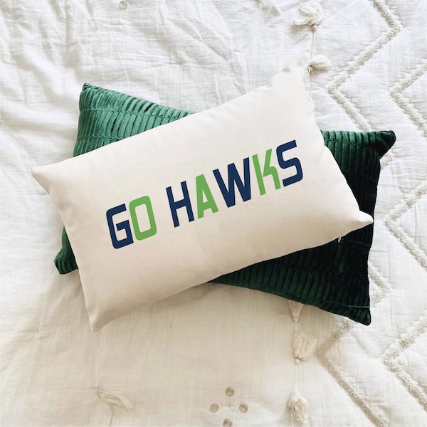 Go Hawks Pillow, Seattle Seahawks Pillow, Football Pillow, Team Spirit Pillow, Football Home decor, Seahawks Throw Pillow, 12th Man Gift