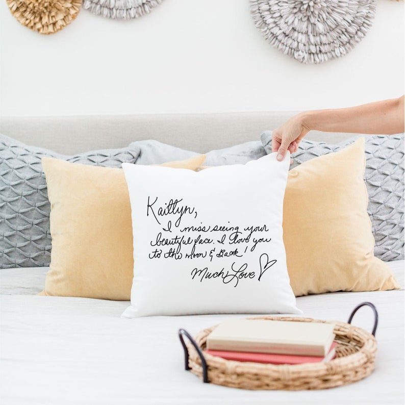 Handwriting Pillow, Custom personalized Square Pillow Cover with insert, Keepsake pillow, Handwritten pillow immagine 1