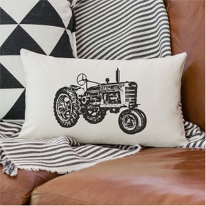 Vintage Farmall Tractor Pillow Cover / Farmhouse Lumbar Pillow Decor
