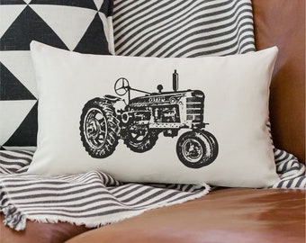 Vintage Farmall Tractor Pillow Cover / Farmhouse Lumbar Pillow Decor