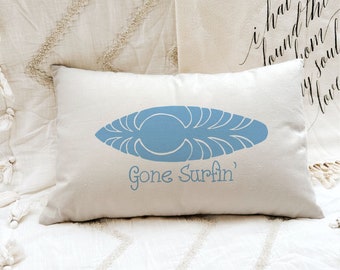 Gone Surfin Pillow, Beach Pillow, Surfboard Pillow, Surfboard Decor, Surfer Pillow, Summer Gift Pillow, Summer Pillow, Nautical Pillow
