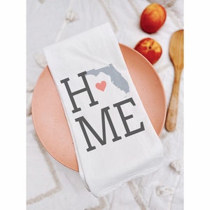 Florida State Flour Sack Towel, Florida State Tea Towel, Flour Sack Tea Towel, House Warming Gift, Wedding Gift, Kitchen Decor, Gift For Her