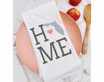 Florida State Flour Sack Towel, Florida State Tea Towel, Flour Sack Tea Towel, House Warming Gift, Wedding Gift, Kitchen Decor, Gift For Her