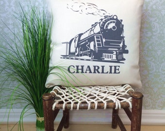 Train Locomotive Pillow Cover, Train Pillow, Home decor pillow, Personalized Pillow, Zip closure