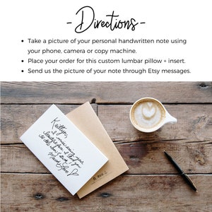 Handwriting Pillow, Custom personalized Lumbar Pillow Cover with insert, Keepsake pillow, Handwritten Memory image 2