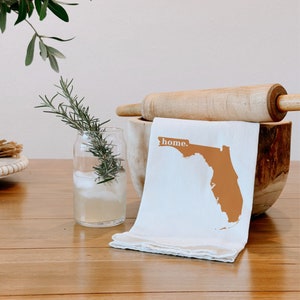 Florida State Flour Sack Towel,  Florida State Tea Towel, Home Tea Towel, Flour Sack Tea Towel, Mother&#39;s Day Gift, Wedding Gift, Dish Towel