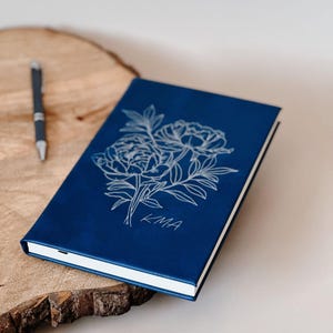 Personalized Vegan Leather Journal / Floral Notebook / Keepsake Journal