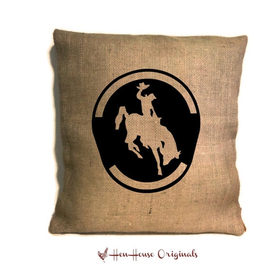 Burlap Cowboy Pillow Cover Western Home Decor Rodeo Decor Etsy