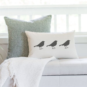 Bird Pillow Cover, Decorative Throw Pillow, Black Bird Pillow, Lumbar Pillow,  Gift for Bird Lover, Urban Decor